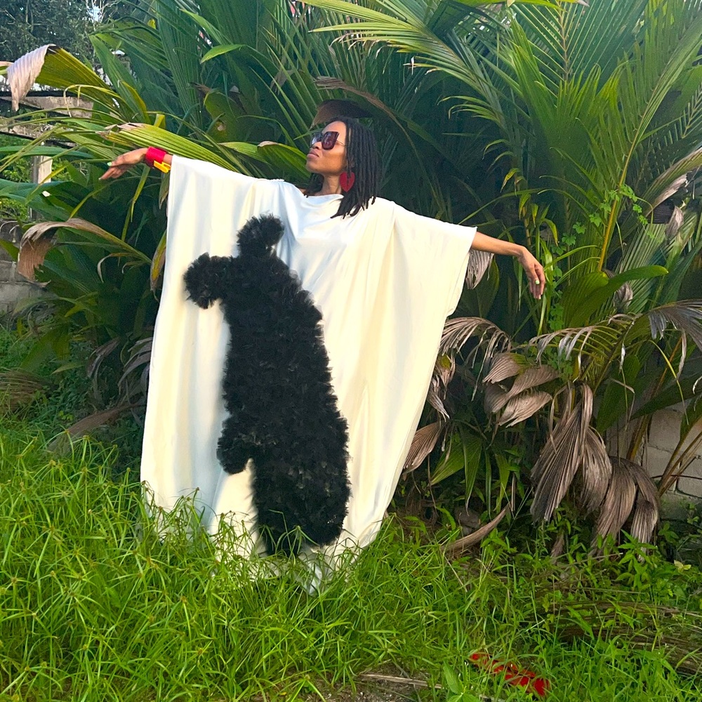 Satin Kaftan with black tule Jaguar- hand made